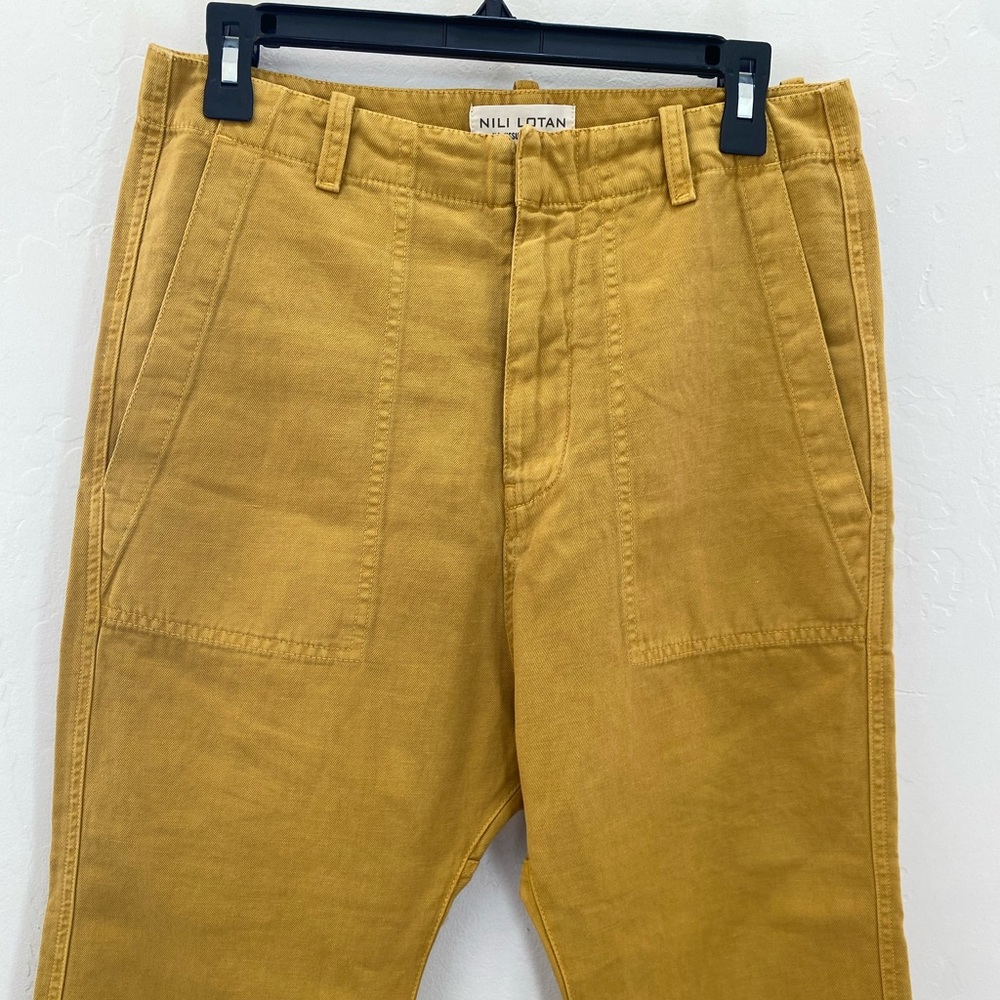 Nili Lotan Luna Pants Mustard linen blend Size 2 - Picture 4 of 15